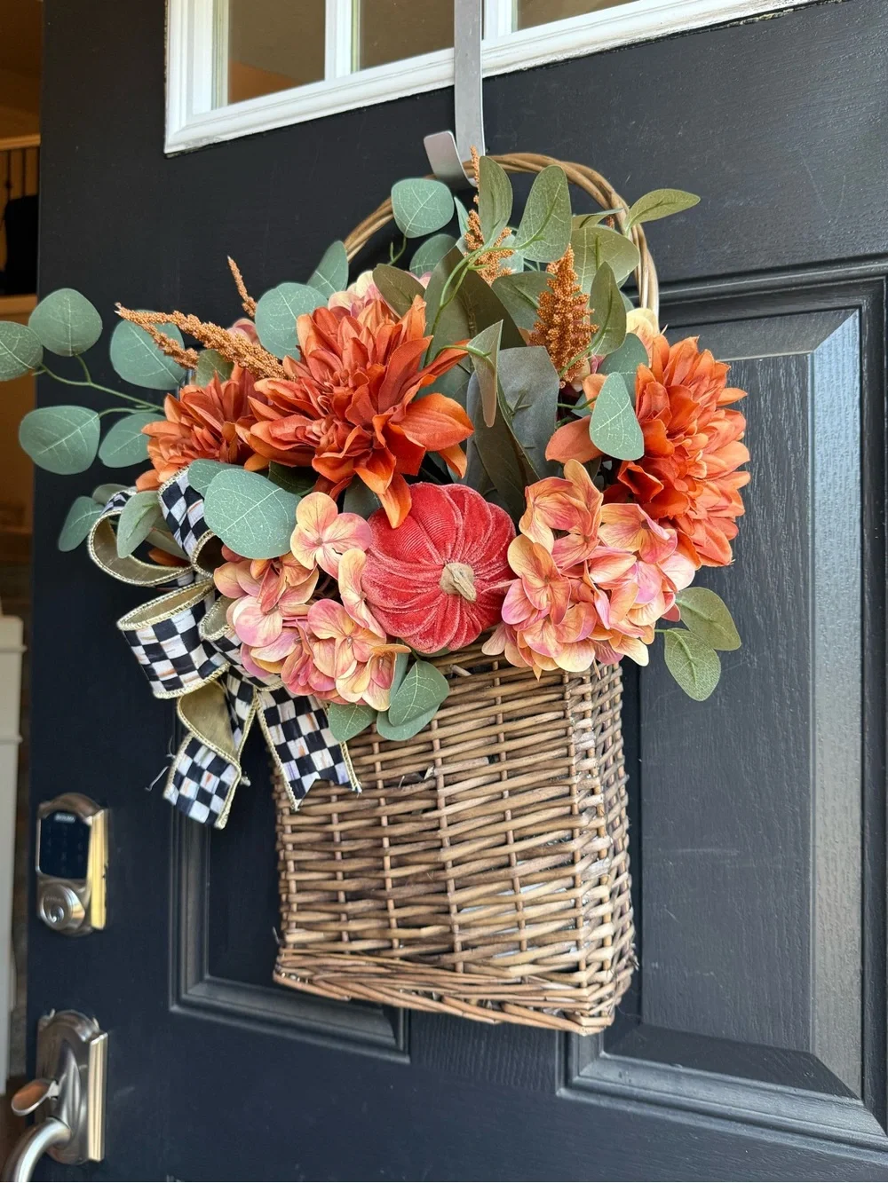 MacKenzie-Childs inspired Orange and Green Fall Floral Door Basket